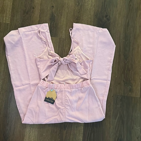 Pink tie back romper - Picture 4 of 5